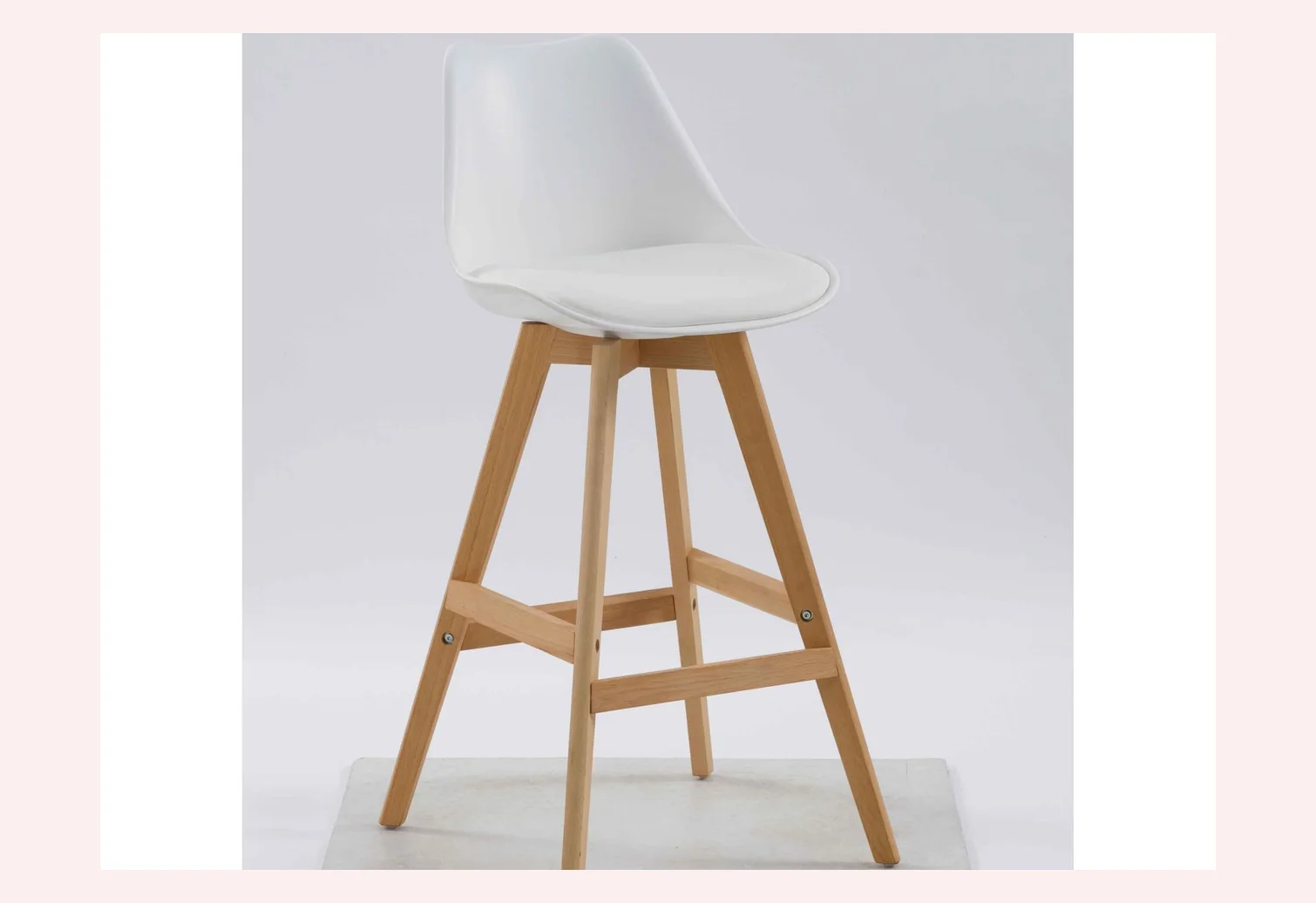 Upholstered bar stool with wood legs made by Qiangsheng in Anji, China